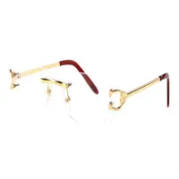 Luxury Alloy Rimless Gold Silver Eyeglasses Frame Women Man Hinged Glasses Frames Buffalo Horn Eyewear Oculos Lunettes De Soleil3225