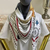 New style women's square scarf scarves good quality 100% twill silk material white color pint letters pattern size 110cm - 11249V