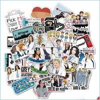 Car Stickers 50Pcs Tv Show Greys Stickers Anatomy Funny Pvc Scrapbooking For Laptop Skateboard Motorcycle Decals Drop Carstickerstore Dhblq