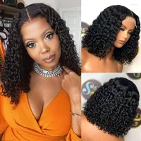 Curly 13x4 Lace Front Wig Short Bob Frontal Human Hair Wigs Brazilian Remy PrePlucked 4x4 Closure 180 Density