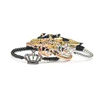 jewelry women bracelets Gold And Silver Multicolor CZ Crown Bracelet 4mm Stainless Steel Jewelry For Couples247B