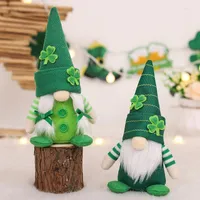 Décoration de fête St.Patrick's Gnome sans visage vieil homme chanceux Lucky Clovers Couple Doll Dols Saint Patrick's Irish Decorations