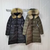 New in Winter Women's Middle Long Fox Big Fur Collar with Thin Waist and Thickened Duck Down Jacket