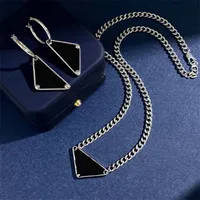 Designer Halsketten Ohrringe Designer Dreieck Form Halskette Diamant Weißgold Schwarzes Splitter Mode Elegante Vintage Damen Girls Herren Jewels Accessoires