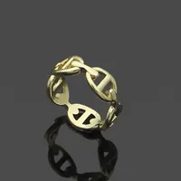 2022 Lady party ring 316L stainless steel 18K gold rose silver women men wedding Jewelry letter black white orange red heart rings306q