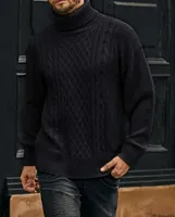 Мужской кабельный свитер / длинный рукав - обычный рукав - обычный рукав
