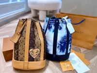 Mini Bucket Bag Women Drawstring Handbag Shoulder Bags Purse Canvas Leather Pouch Classic Lettered Gold Hardware Crossbody Hand Bag multiple colour