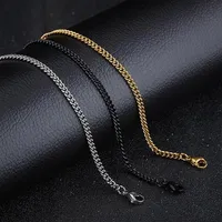Fashion Classic Basic Punk Stainless Steel Necklace for Men Women Link Chain Chokers Vintage Black Gold Tone Solid Metal 2021247f