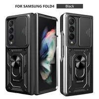 Phone Cases For Samsung Z FOLD 4 With 360° Rotating Kickstand Ring Car Mount Double-layer Protection Cover