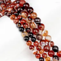 Beads Wine Red Smooth 8 6mm Striped Agates Natural Stones For DIY Handmade Bracelet Round LAVA Loose Jewelry Making Accessories