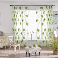 Curtain 1 Pcs Luxury Sheer Curtains For Living Room Leaves Tulle Door Window Drape Panel Scarf Valances Bedroom