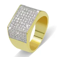 European and American style Pop Hiphop Rings Gold Plated Full Diamond Jewelry Men's Hip Hop Ring Street Accessories307G