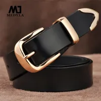 Belts MEDYLA Women's Strap Casual All Match Brief Genuine Leather Pure Color Top Quality Jeans L27 221006