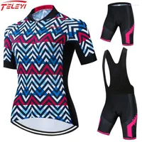 Racing Sets TELEYI 2022 Black Flowers Women Bike Jersey Set Bicycle Clothes Suit Short Cycling Clothing Kit Summer Mtb Outfit For Female
