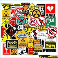 Car Stickers 50Pcs Danger Prohibition Warning Sticker Pack For Laptop Skateboard Motorcycle Decals Drop Delivery 2021 Carstickerstore Dhrdd