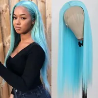 Green Blue Colored Lace Wig 13x4 Straight Human Hair Wigs For Women Hd Transparent Peruvian Frontal