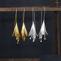 Brincos de garanh￣o Estilo g￳tico Tarda longa Tassel delicado pingente de flor de personalidade Moda de metal Jewelry Drop Deliver