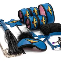 Швейные представления BDSM Bundle Set Ролевая игра на кожаные наручники Бондаж секс -игрушки для пары флиртовых сдержанности взрослые SM Sex Toys