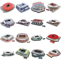 DIY 3D Puzzle Jigsaw World Football Stadium Fußballspielplatz versammelte Gebäude Spielzeug billiger Block 1007