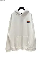 High version b rainbow embroidery Fleece balenciga Hoodie alphabet printed sweater ins casual men's and women's