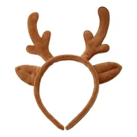 Headbands Q1FA Christmas Furry Animal Deer Horn Hair Hoop Plush Antler Cartoon Headpiece for Halloween Party Decoration 221007