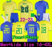 2022 Soccer Jersey Camiseta de futbol Paqueta Brazili￫s neres coutinho voetbalshirt Jezus Marcelo Pele Casemiro Brasil 22 23 Maillots voetbal Men en kinderen Sets 1111