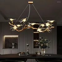 Lustres Creative Swallow Chandelier For Dining Room Salle Chinois Style Bird Sanging Lampe Kitchen Island Vintage rétro Copper Home Decor