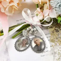 Party Favor Bruidal Bouquet Heart Po Frame Memory Charm Wedding With Beads Handmade