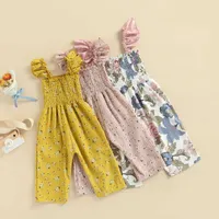 Rompers Summer Toddler Kids Mabn Girl Одежда цветочный принт рукавого рукавочного рукавочного костюма для игрушечного костюма длинные брюки наряды 15t J220922