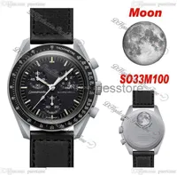 Bioceramic Moon Swiss Quqrtz Chronograph Mens Watch SO33M100 Mission To Moon 42 Real Gray Ceramic Black Nylon Strap With Box Super
