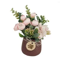 장식용 꽃 화분 웨딩 홈 가을 장식 큰 꽃다발 가구 기사 세라믹 실크 인공 장미