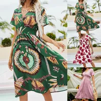 スカート2022夏のドレス女性フローラルプリントロングドレス