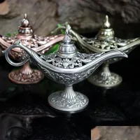 Fragrance Lamps Fairy Tale Aladdin Magic Lamp Thurible Vintage Censer Creative Metal Aroma Burner Mti Color Incense Burners New Arriv Dhybm