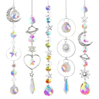 Decorative Figurines 5pcs/set Gift Hanging Ornament Moon Star Prism Garden Easy Install Home Decor Pendant For Window Bedroom Crystal