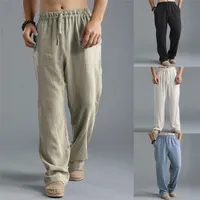 Calça masculina de verão casual linho de algodão solto yoga calça de ioga masculina roupas pantalones de hombre 221007
