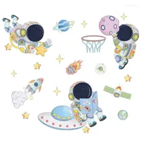 Wall Stickers Space Astronaut For Kids Room Decoration Planets Decals Decorative Bedroom Mural Wallpaper