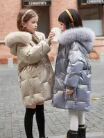 Ceketler Çocuklar Down Ceket Kızların Orta ve Uzun 2022 Yeni Yabancı Tarz Kızların Kış Coat Kızların Sıcak Kış Kıyafetleri L221007