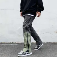 Men's Pants Side Zipper Sweatpants Mens High Street Hip Hop Functional Overalls Patchwork Cargo Pants Male Casual Trousers Korean Streetwear G221007