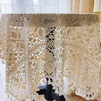 Bordduk Tiyana French Pastoral Style Crochet Tassel Tablett spetsar Hollow Tea Bedside Dust Cover Handduk AG009#4