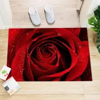 Carpets Fleur Rose Dormats belles plantes rouges Dormat ￠ l'int￩rieur pour le salon