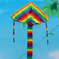 Kite -tillbehör 160 cm färgglad regnbåge lång svans nylon utomhus drakar som flyger leksaker för barn barn utan kontrollstång och linje