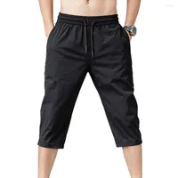 Pantalones para hombres Fitness Fitness Sports Sports Togging Gym Gym Talsers Capri Pantstrucciones de 3/4 de longitud recortada