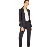 Pantalones de dos piezas para mujeres Suits de negocios para mujeres 2 sets Blazer Oficina femenina Uniforme Elegante Patrón de rayas Tuxedo Damas Invierno Formal