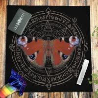Tischtuch Dragonfly Butterfly Magische Runen Tarot Tischdecke Samt Altar heidnische spirituelle Hexerei Astrologie Oracle Card Pad Raven
