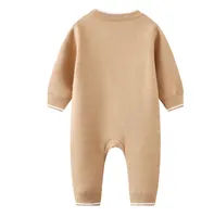 Neuer Modebriefstil Baby Strampler Strick -Pullover Jumpsuit Strickjacke Kleinkind Neugeborene Baby Boy Girls Decke Strampler und Hut Set