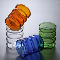 Mugs Creative Glass Cup Heat-resistant Tumbler Drinkware Tea Juice Milk Coffee Mug Home Water Glasses Ripple 250ml
