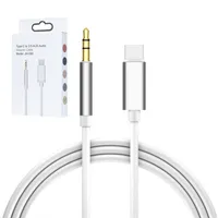 Typ-C USB-kablar Man till 3,5 mm Jack Earphone Car Stereo Aux Audio Cable Cord Adapter f￶r Moblie-telefon med retialbox