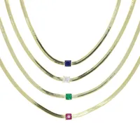 Buzlu Baget Yedek Gökkuşağı Renkli CZ Paved 4mm genişliğinde yılan kemik zinciri gerginlik kolye Lady Women Jewelry Drop Ship289d