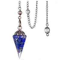 Pendant Necklaces FYSL Copper Hexagon Pyramid Lapis Lazuli Tiger Eye Stone And Resin Orgone Energy Jewelry
