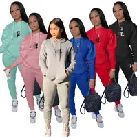 Two Piece Set Print Brand Tracksuits Runway Jacket JOGGERS Matching Pants Women Clothing Track Suits Winter Ensemble N00#